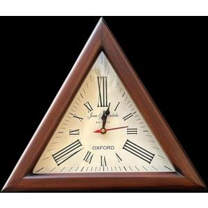 Brown Wooden Triangle Shape Wall Clock, Vintage Nautical Style Roman Number Silent Wall Clock, Mid Century Modern Operated Mantel Wall Hanging Clock for Living Room, Kitchen, Bedroom (12 Inch)
