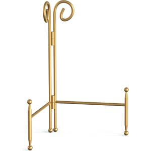 Display Stand for Plate, Foldable Metal Plate Stand for Table, Decorative Easel Holder for Picture Frames, Photos, Wedding Cards, Sign Posters, Cavas, 6-inch Gold