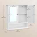 VASAGLE Bathroom Cabinet with Mirror, Wall Cabinet with 2 Mirrored Doors, Adjustable Shelf, Open Compartment, Wall-Mounted, 5.1 x 22.2 x 23 Inches, White ULHC002
