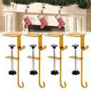 DSCVX Garland Hangers for Mantle,Heavy Duty No Drill Fireplace Stocking and Garland Hanger,2-in-1 Adjustable Stocking Hangers for Mantle,Sturdy Metal Stocking Holders for Christmas Decorations (4pcs)