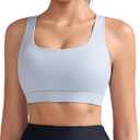 RUNNING GIRL Sports Bras for Women, Medium-High Impact Running Strappy Sports Bra with Removable Pads (Gray, XL)