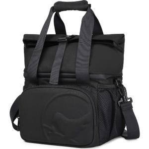 SUNNY BIRD Dual Compartment Lunch Bag Insulated Lunch Box for Women and Men (Black 01)
