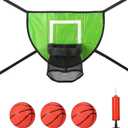 Trampoline Basketball Hoop Set, Trampoline Basketball Hoop Attachment Waterproof Basketball Goal for Trampoline Soft Basketball Game Accessories for All Ages Basketball Lovers