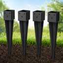 4x4 Post Anchor Ground Spike 4 Pack, No Dig Fence Post Anchor for 4x4 Wood Posts, Heavy Duty Metal Post Support, Secure Mailbox, Fence & Deck, 16" Ground Stake, 3.58" x 3.58" Inner Size