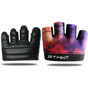 Minimal Workout Gloves,Short Micro Weight Lifting Gloves Grip Pads with Full Palm Protection & Extra Grip for Men Women Weightlifting,Gym,Cross Training,Powerlifting,WODs. (Galaxy)
