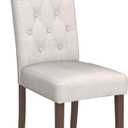 COLAMY Tufted Dining Room Chairs, Accent Parsons Diner Chairs Upholstered Fabric Side Stylish Kitchen Chairs with Solid Wood Legs and Padded Seat - Beige