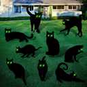 Blulu 9 Pcs Halloween Decorations Outdoor Black Cat Yard Signs with Stakes Scary Silhouette with Glow in The Dark Eyes Corrugated Plastic Waterproof Black Cat Decor for Garden Lawn Patio (Cats)