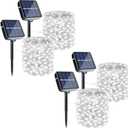 Joomer Solar Fairy Lights, 4-Pack Total 104FT 320LED Solar String Lights Outdoor Waterproof 8 Lighting Modes for Patio Fence Party Garden Yard Home Holiday Tree Outdoor Decoration (White)