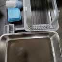 Homegroove Stainless Steel Sifting Litter Box for Pine Pellets, 23.6''Lx15.7''Wx12''H Cat Litter Box with Lid for Indoor Cats Metal Pellet Sifter Litter Pan with Plastic Scoop &10 Urine Pads (6 Inch)