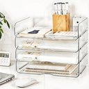Large Capacity Desk Organizer, 4 Tier Paper Organizer, File Organizer for Desk, Stackable Paper Tray for Office, Home and School