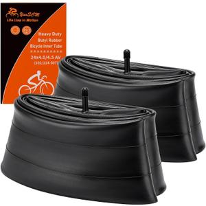 YUNSCM 2-PCS 24 X 4.0 Heavy Duty E-Bike Tire Tubes 24x4.0/4.5 AV32mm Schrader Valve (102/114-507) Inner Tubes Compatible with 24x4.0 24x4.10 24x4.25 24x4.3 24x4.50 Electric Bike Bicycle Fat Tire Tubes