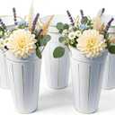 Galvanized Flower Buckets,10 Inch Tall Floral Buckets,Galvanized Vase, Metal Flower Bucket for Flower Bar, Decorative Centerpiece for Wedding Garden Home Party, Set of 8