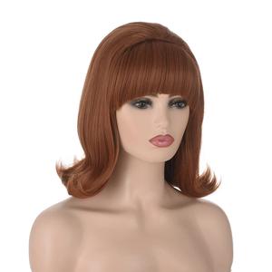 70s Pinup Pelucas 60s Beehive Style Vintage Look Halloween Costume Women Wig wtih Bang (Ginger)