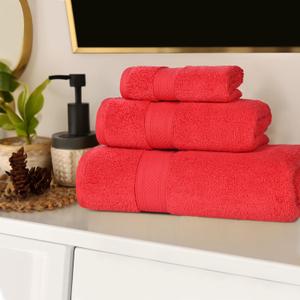 Superior Cotton 3-Piece Towel Set, Zero Twist, Quick Dry, Home Essentials, Shower, Spa, Luxury Plush Soft Absorbent Towels, Includes 1 Bath, 1 Hand, 1 Washcloth/Face Towel, Solid, Red