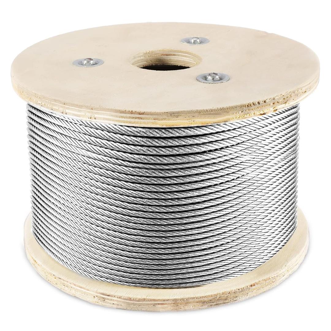 3/16" Stainless Steel Cable 500FT, 7 x 19 Strand Wire Rope Aircraft Cable, 3700lbs Breaking Strength for Deck Cable Railing, Ziplines, Clotheslines, and DIY Balustrades