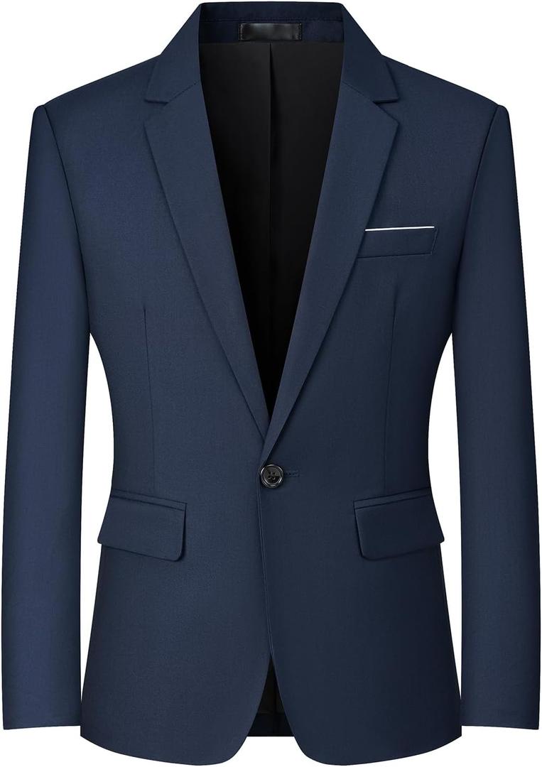 Mylldey Mens Blazers Slim Fit Business Casual Men Suit Sport Coat One Button Travel Blazer Lightweight Suit Jacket (XX-Large, Blue)