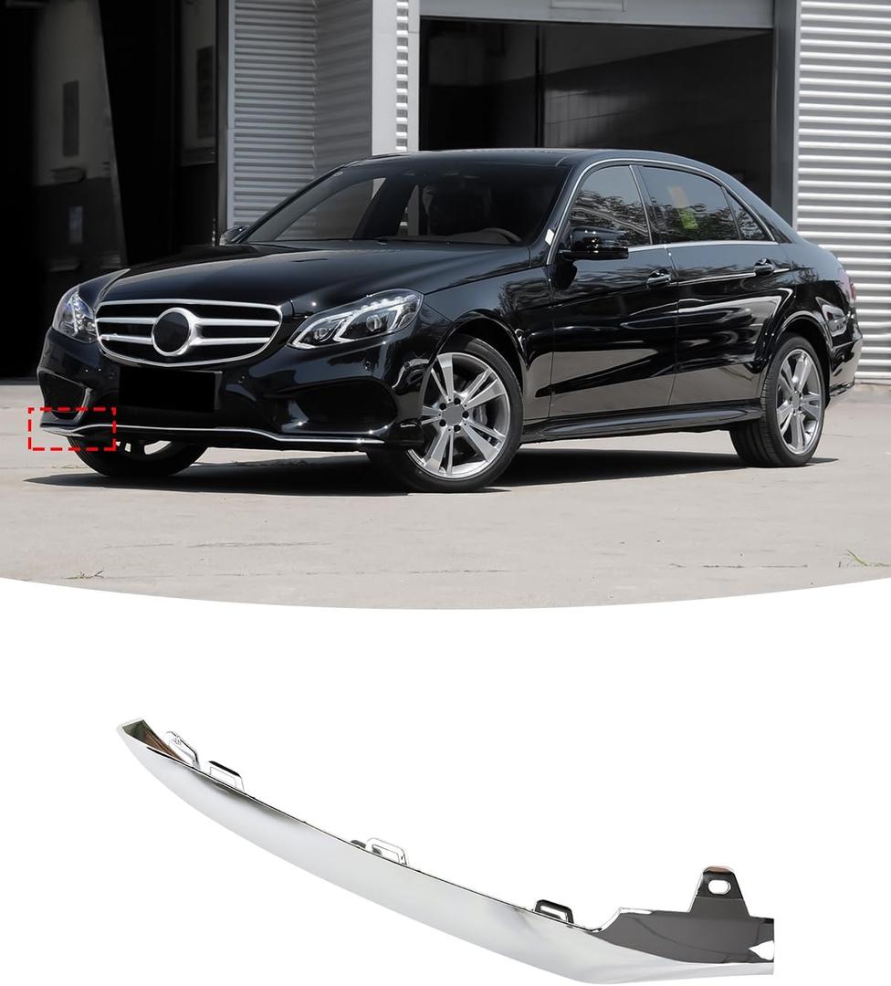 Front Bumper Chrome Trim Molding Compatible with Mercedes Benz E-Class Sedan 2014-2016 W212 E250 E350 E400 E500 E550 (Passenger's Side/Right Side: A2128852874)