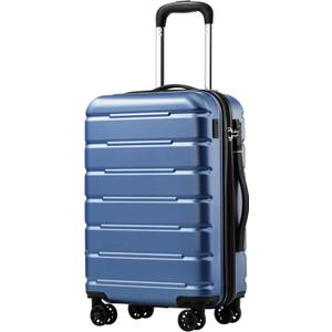 Coolife Luggage Suitcase Carry-on Spinner TSA Lock USB Port Expandable (only 28") Lightweight Hardside Luggage (Ice Blue, S(20in_carry on))