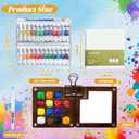 Mini Watercolor Paint Set for Travel Pocket Watercolor Kit with Mini Palette, 24 Colors, Brush, Sketchbook & Copper Clip, Portable Watercolor Painting Set for Beginners, Artists & Outdoor Sketching