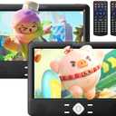 YOTON 10.5" Two Car DVD Players Portable Headrest Dual Screen Play a Same or Two Different Movies with 6 Hours Rechargeable Battery, 2 Mounting Brackets, Support USB/SD/Sync TV