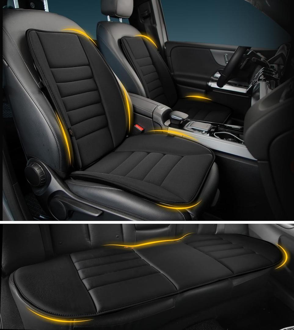 Kingphenix 5-Piece Memory Foam Car Seat Cushion Set with Full Back Support Pillow, Comfort for Long Drives & Road Trips, Universal Automotive Comfort for Most Car, Van, Truck, SUV, Black