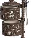 Cream Ceramic and Acanthus Leaf Spice Cellar With Spoon