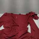 Pretty Garden Jumpsuits for Women Dressy Long Sleeve V Neck Wide Leg Pants Romper Business Casual Outfits Wine M