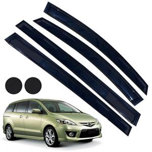 LETINGFAR Rain Guards for Mazda 5 2006-2015, Tape-on Side Window Deflectors for Mazda 5, Window Visors for Mazda Cars, for Mazda Car Accessories 4 Rain Guards ＆ 2 Car Coasters