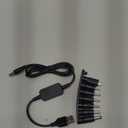 DC Adapter Cable Type C to DC5521 5V/9V/12V/15V/20V Adjustable Voltage DC Digital Display PD Fast Charging Cable for Optical Modem Routers Notebooks (1.2M Cable with 10 DC Converter Heads)