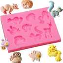 3 x Forest Animals Fondant Molds 4 Pcs, Dog Paw & Bone Fondant Molds Zoo Animal Chocolate Silicone Mold for Cake Decoration Candy Sugar Cupcake Topper Cake Pop Popsicle Polymer Clay Crafts