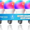 meross Smart RGBWW WiFi LED Bulbs, Apple HomeKit Compatible, 60W Equivalent, 900 Lumens, Multicolor, 4 Pack