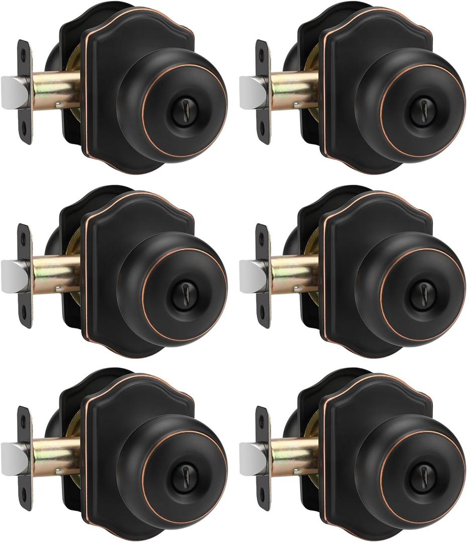 Goldenwarm Oil Rubbed Bronze Door Knobs Interior, Bedroom Door Knob & Bathroom Classic, Bronze Interior Door Knobs 6 Pack