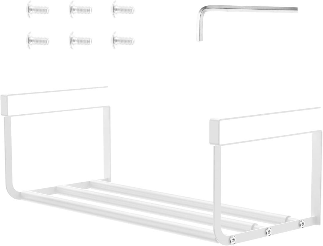 Expandable Hanging Shoe Rack, Retractable Shoe Shelf, Hanging Under Shelf Storing and Organization, Adjustable Cabinet Shelf Holder, Pots and Pans Organizer (White)