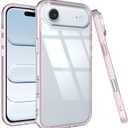 Puxicu Acrylic 2 in 1 for iPhone 17 Air CaseAnti-Yellowing, Military-Grade Protection, Drop Shockproof Slim Phone Cover for iPhone 17 Air 6.5", Clear+Light Pink