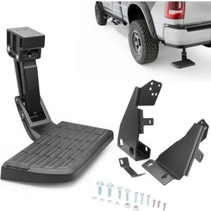 75328-01A Truck Rear Bed Step for Ford F150 2021 2022 2023(Excludes Dual Exhaust) Truck Bed Side Step, Retractable Bumper Tailgate Bedstep Black Replace# 75328-01A 7532801A