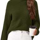 PRETTYGARDEN Womens Sweaters Fall Fashion 2025 Oversized Long Sleeve Mock Neck Chunky Knit Pullover Tops Winter Clothes (X-Large, Army Green)