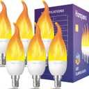 Hompavo Upgraded LED Flame Light Bulbs, 3 Modes Flickering Light Bulbs, E12 Chandelier Base Candle Fire Light Bulb for Christmas Halloween Party Porch Indoor & Outdoor Home Decoration - 6 Pack (Yellow)