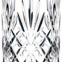 Lorren Home Trends Siena Collection Crystal Water Beverage or Ice Tea Glass with Gold Band Design, Set of 4,12 ounces (High Ball)