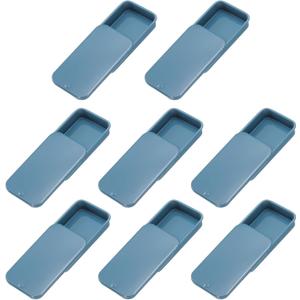 uxcell 8Pcs Slide Top Tin Containers, Mini Metal Empty Tins Box with Sliding Lids, 2.4"x1.3"x0.4" Rectangular Storage Organizers for Lip Balm, Solid Perfume, Small Items, Dark Blue
