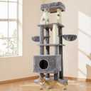 Gardner Pet 65in Heavy Duty Cat Tree Tower for Large Cats, Multi-Level Cat Furniture with Replaceable Sisal Scratching Post, Hammock | Extra-Large Platform & Condo (Grey) (Basic :2.84")