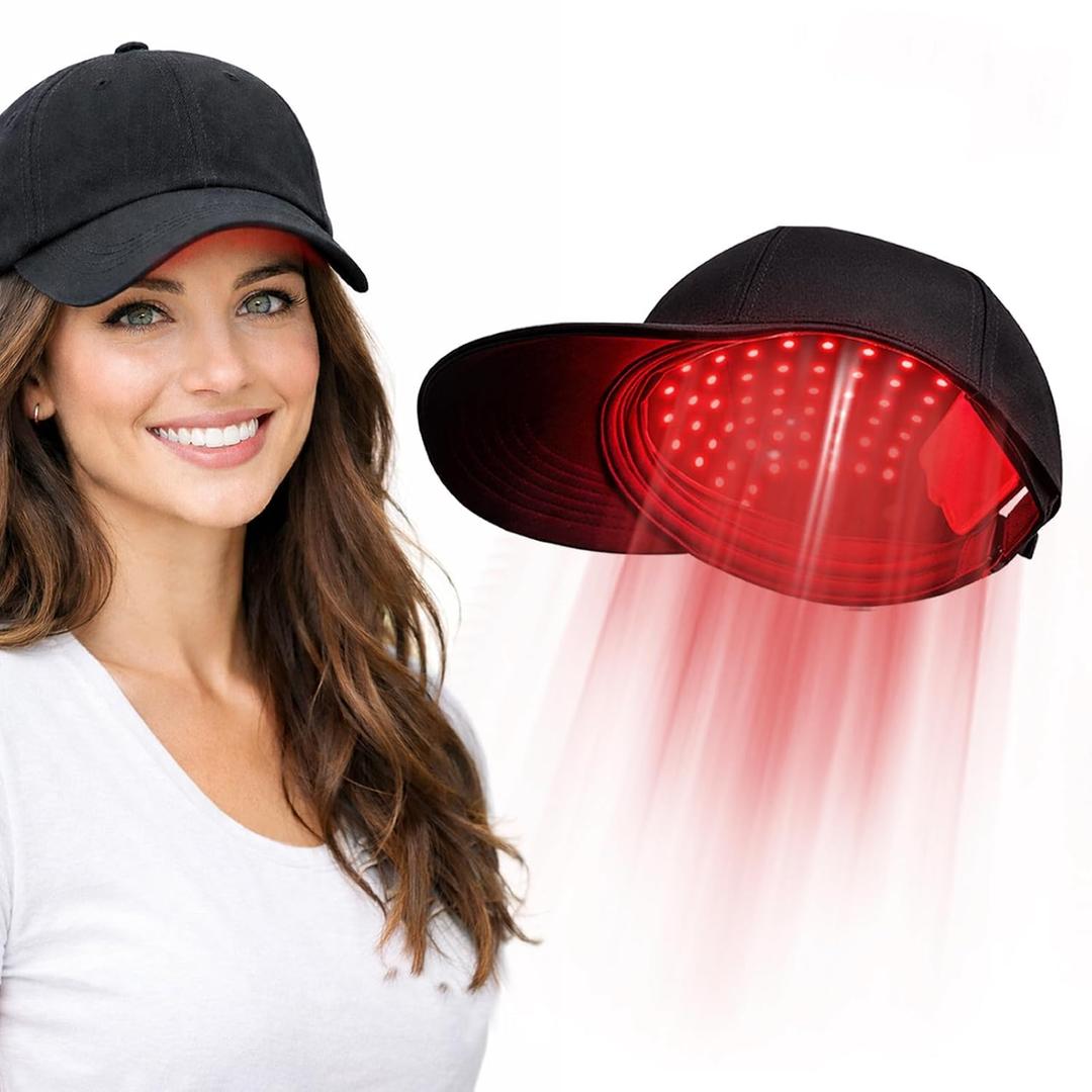 LLLT Laser Hair Growth Cap - 650nm Red Light Therapy for Hair Regrowth, Full Scalp Coverage Treatment for Men & Women with Thinning Hair, Portable & Hands-Free, Black