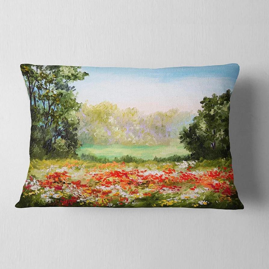 Designart Poppy Field with Sky 12 in. x 20 in