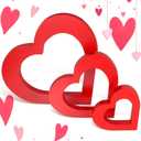 Blulu 3 Pieces Valentine's Day Heart Wooden Sign Heart Shape Table Decoration Love Wood Decor Rustic Valentine Tabletop Centerpiece for Valentine's Day Home Kitchen Bedroom Decor , Red 