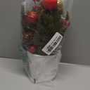 12 Inch Tabletop Christmas Tree with White Ceramic Potted,Mini Christmas Tree Holiday Decorations with Apples Pine Cones Gold Xmas Ball Berries for Home Indoor Xmas Tabel Decor (Red and Green)