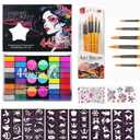 TLYITU 44 Color Face Painting Kit for Kids & Adults Non-Toxic Water Activated Face Paint Palette with Matte, Glitter & Bright Colors, Brushes, Stencils & Gems for Halloween, Carnival, Parties
