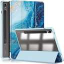 Xuanbeier Case for Samsung Galaxy Tab S9 11 inch 2023 Case,Slim Drop Protection Tri-Fold Cover with Hard Shell Transparent Back and S Pen Holder Stand Smart Cover with Auto Wake/Sleep,Waves