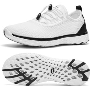 ALEADER Men's Stylish Water Shoes, Quick-Dry Xdrain Water Sneakers, Lightweight & Comfort Footed (10.5, White/Black)