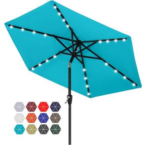 ABCCANOPY Durable Solar Led Patio Umbrellas with 24LED Lights 7.5FT (Turquoise)