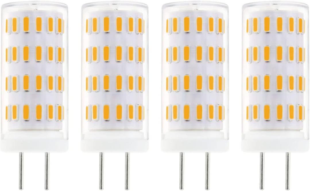 GY6.35 LED Bulb 5W Equivalent to 50W Halogen,AC/DC 12V Warm White 2700K,GY6.35 Bi-pin Base JC Type Light Bulb for Pendant Light,Desk Light,Landscape Lighting,Non-dimmable(4-Pack)