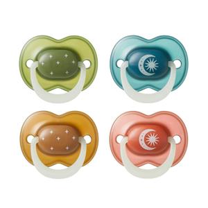 Tommee Tippee NightGlow Pacifiers, 18-36 Months, Glow in The Dark, Symmetrical Nipple, 100% BPA Free Silicone, Dishwasher and Sterilizer Safe, Twilight Tones, Pack of 4 (Brights)